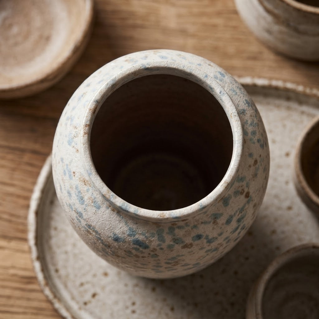 Coastal Blue & Sand Speckled Ceramic Vase