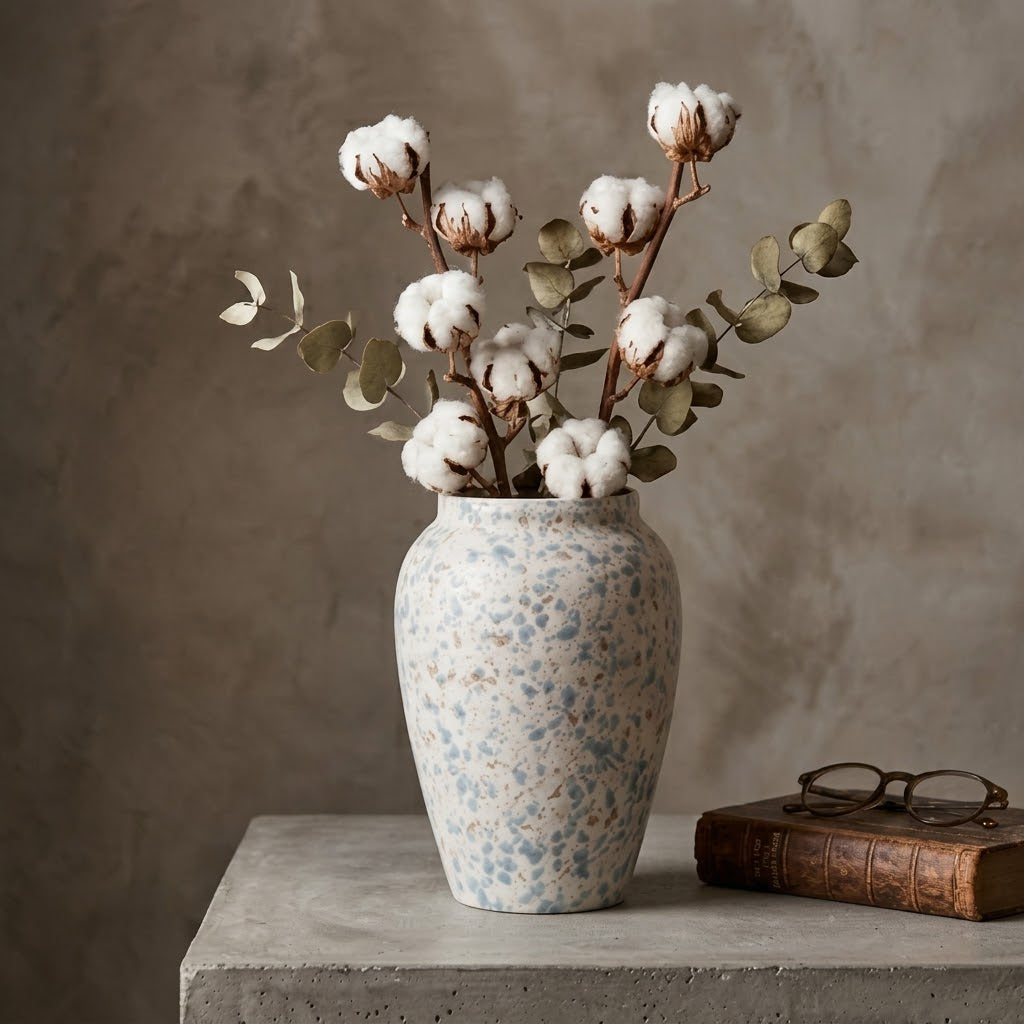 Coastal Blue & Sand Speckled Ceramic Vase