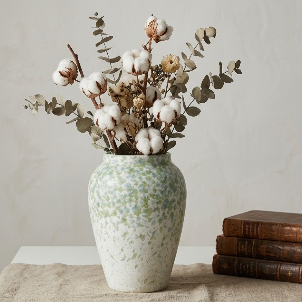Coastal Seafoam Gradient Speckled Vase