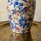 Antique-Style Blue and Pink Floral Ceramic Vase