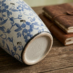 Antique-Style Blue & White Distressed Floral Vase