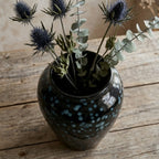 Obsidian & Blue Speckled Ceramic Vase