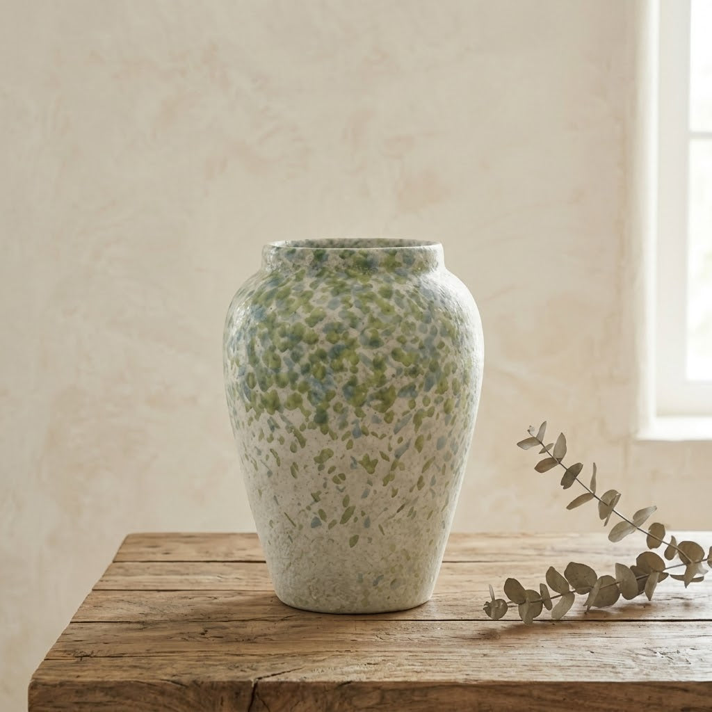 Coastal Seafoam Gradient Speckled Vase