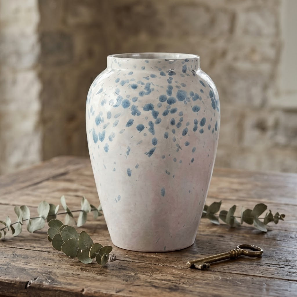 Watercolor Blue Splatter Ceramic Vase