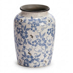 Antique-Style Blue & White Distressed Floral Vase