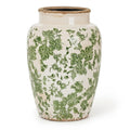 Vintage Green Floral Crackle Glaze Vase