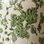 Vintage Green Floral Crackle Glaze Vase