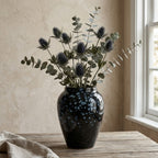 Obsidian & Blue Speckled Ceramic Vase