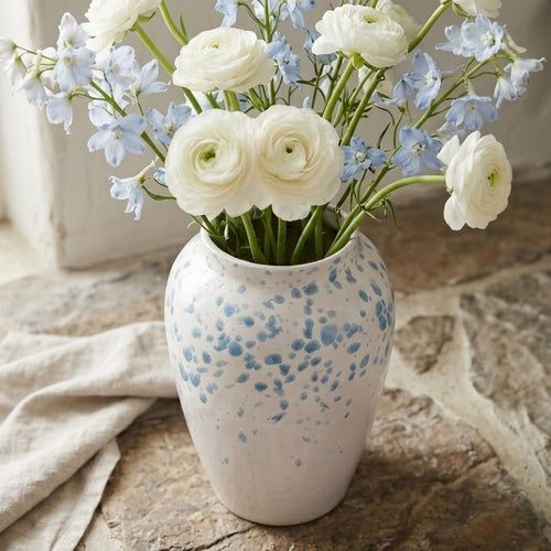 Watercolor Blue Splatter Ceramic Vase