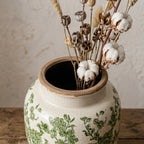 Vintage Green Floral Crackle Glaze Vase