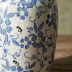 Antique-Style Blue & White Distressed Floral Vase