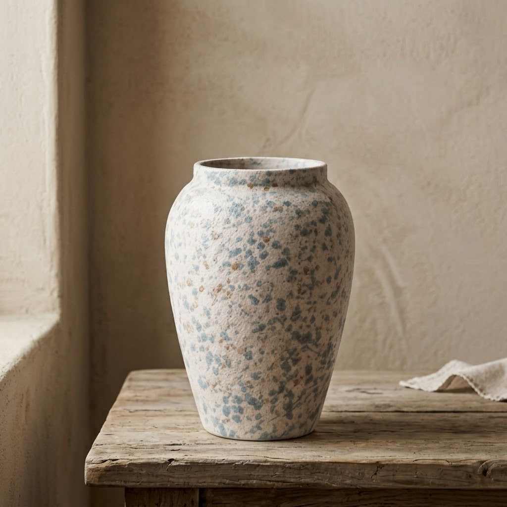 Coastal Blue & Sand Speckled Ceramic Vase